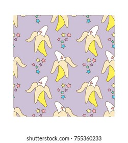 cute banana star vector seamless background