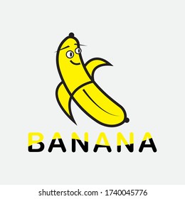 Cute banana tagline logo vector design