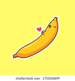 Cute Banana Teasing Vector Illustration. Flat Cartoon Style