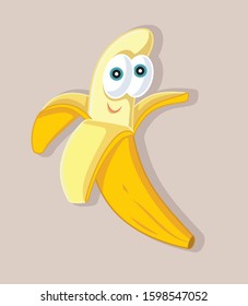Cute Banana Vector Character. Funny fruit mascot character design illustration
