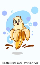 cute banana vector hand drawing