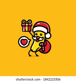 cute banana wearing santa hat