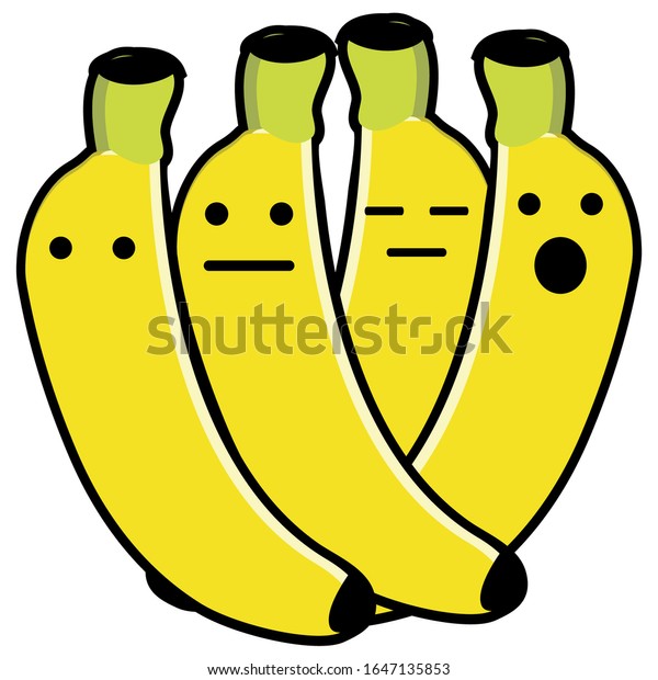 かわいいバナナの絵文字 白い背景にイラストバナナのかわいいフラットスタイル のベクター画像素材 ロイヤリティフリー