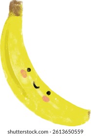 Cute Bananas fruits kawaii slice ripe peel cut watercolor brush crayon illustration digital sticker clipart healthy diet organic Cavendish