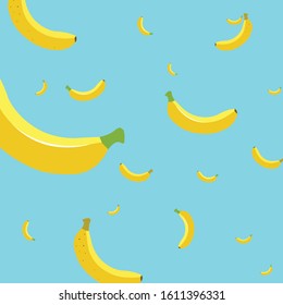 Cute bananas pattern background. Falling bananas. 