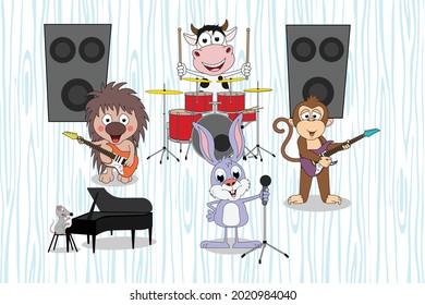 cute band of animal cartoon