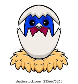 Cute banded cotinga bird cartoon inside from egg