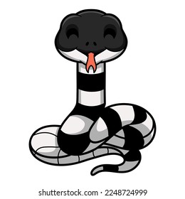 Cute banded krait snake cartoon