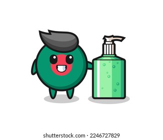 cute bangladesh flag badge cartoon with hand sanitizer , cute style design for t shirt, sticker, logo element