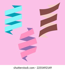 Cute banner background. Set cute ribbons pastel colour
