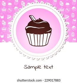 Cute banner with sweet cupcake