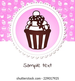 Cute banner with sweet cupcake