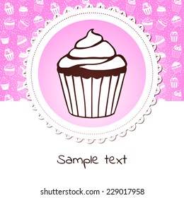 Cute banner with sweet cupcake