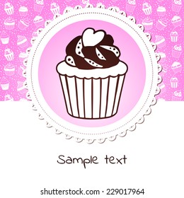Cute banner with sweet cupcake