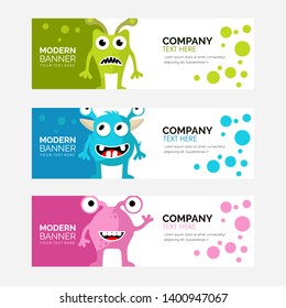 Cute banner with vector illustrations