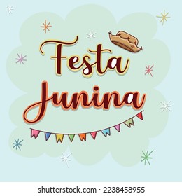 Cute BannerJunina's party message vector