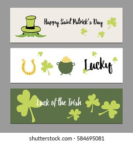 Cute banners with clovers for Saint Patrick's day