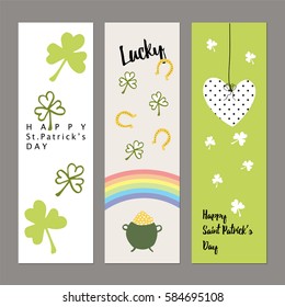 Cute banners with clovers for Saint Patrick's day