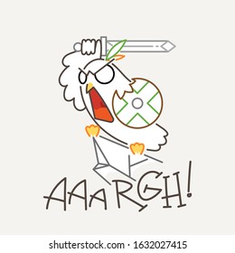 Cute barbarian owl in line style with quote. Print for poster, t-shirt, logo, stiker, textile or bags. Vector illustration