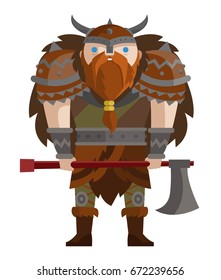 cute barbarian viking with axe