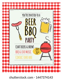 Cute Barbecue Party Invitation Design Template Stock Vector (Royalty ...