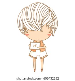 Cute barber boy. Vector illustration, character design.
