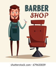 Cute barber character. Cartoon vector illustration