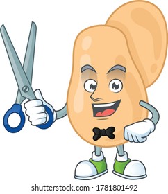 Cute Barber sarcina cartoon character style with scissor. Vector illustration