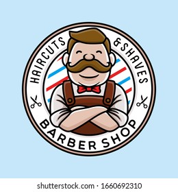 Cute barber shop logo template