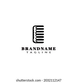 cute barber tools comb logo cartoon black icon design modern vector illustration