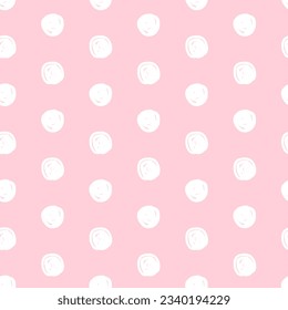 Cute barbie pastel pink dotted fashion seamless pattern in barbie style. Pink core. Dots graphic texture for dress, skirt, scarf, throw, jacket, fashion fabric print. Vector illustration