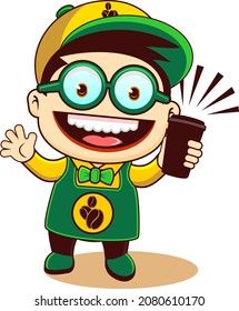 Cute barista offering black coffee