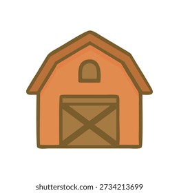 Cute Barn Farm Cartoon Vector Illustration