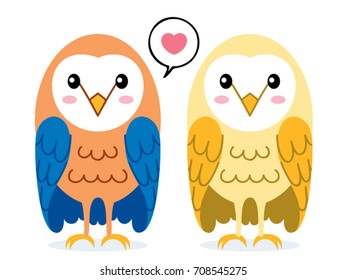 Cute Barn Owl Couple.