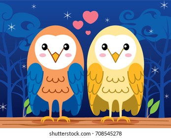 Cute Barn Owl Couple.