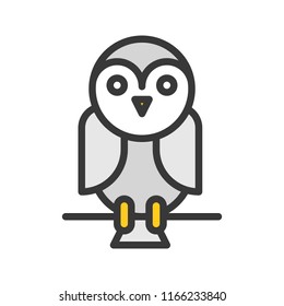 cute barn owl, halloween related icon editable stroke