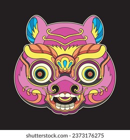 cute barong mask pig vector art