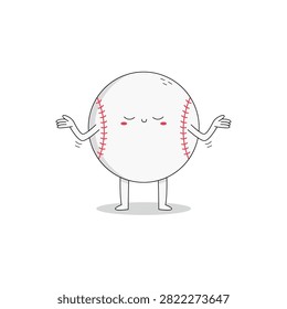Cute baseball ball cartoon character nonchalant attitude doodle