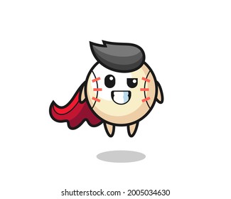 the cute baseball character as a flying superhero , cute style design for t shirt, sticker, logo element