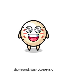 cute baseball character with hypnotized eyes , cute style design for t shirt, sticker, logo element