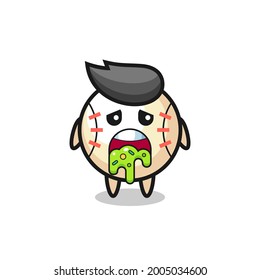 the cute baseball character with puke , cute style design for t shirt, sticker, logo element