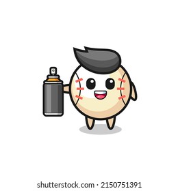the cute baseball as a graffiti bomber , cute design
