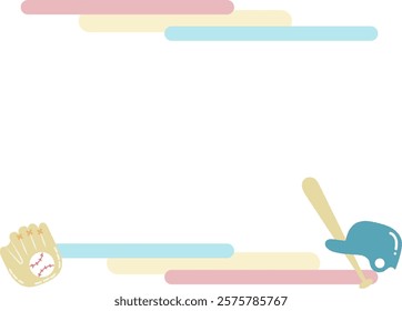 It's cute baseball items illustration frame.