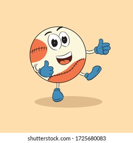 cute baseball mascot happy vector illustration