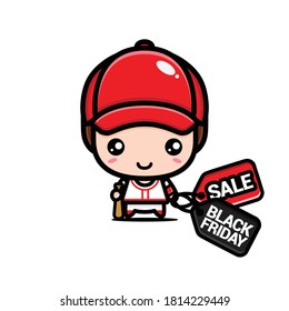 cute baseball player with black friday discount