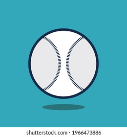 cute baseball, white ball on blue color background