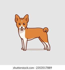 Cute basenji simple cartoon vector illustration dog breeds nature concept icon isolated