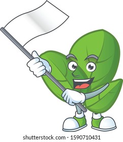 cute basil cartoon character design holding a flag