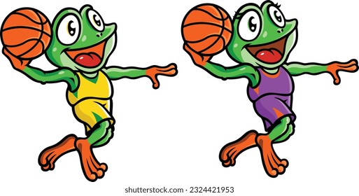 Cute Basket Ball Player Frog Dunk