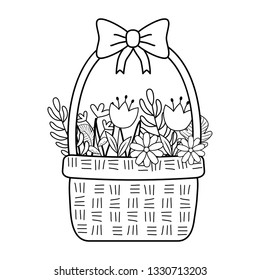 cute basket straw with flowers